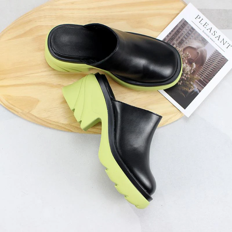 Women's Gothic Punk Wedge Mules Slippers - Image 5