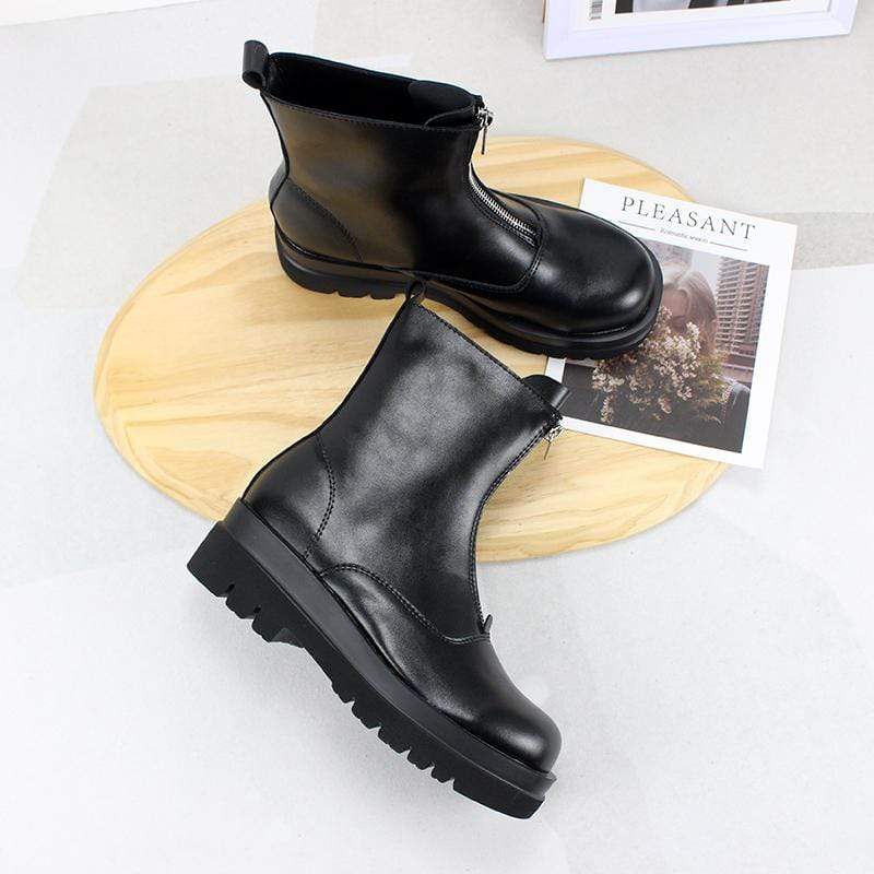Women's Gothic Punk Zipper Chelsea Boots - Image 4