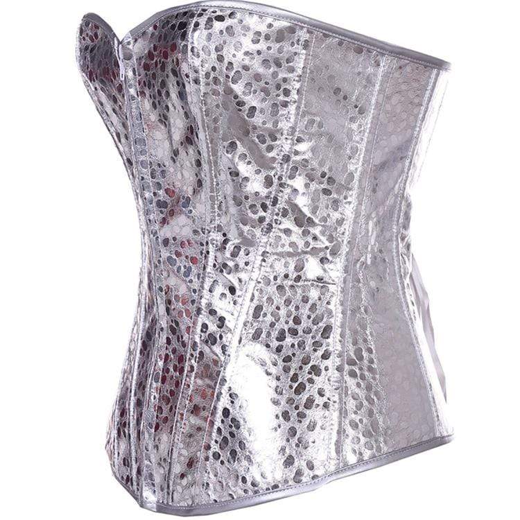 Women's Gothic Pure Color Overbust Corsets Silver - Image 2