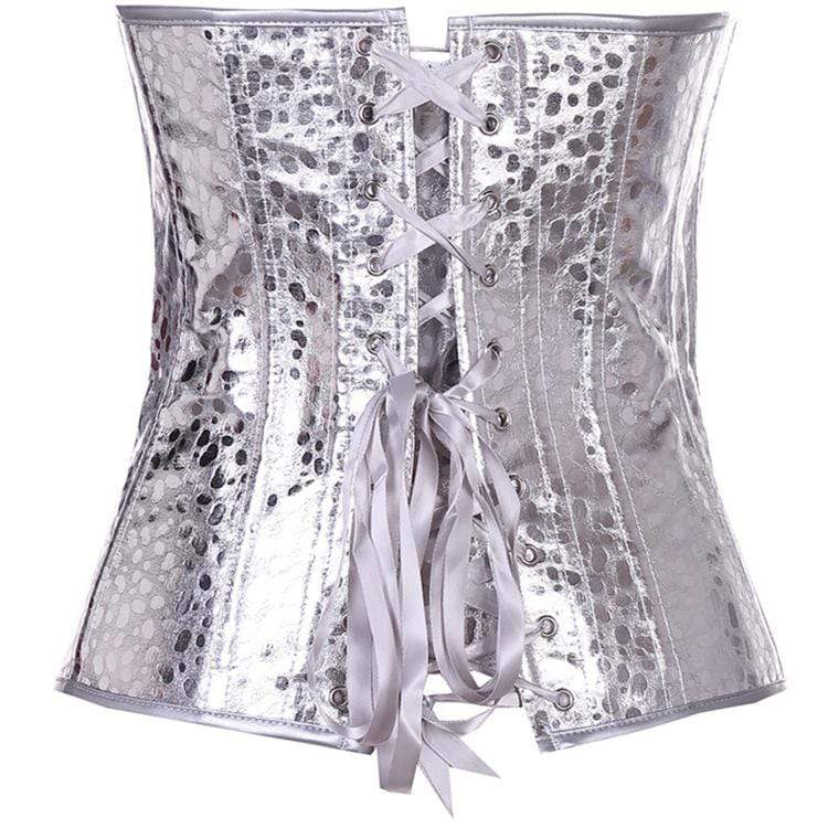 Women's Gothic Pure Color Overbust Corsets Silver - Image 3