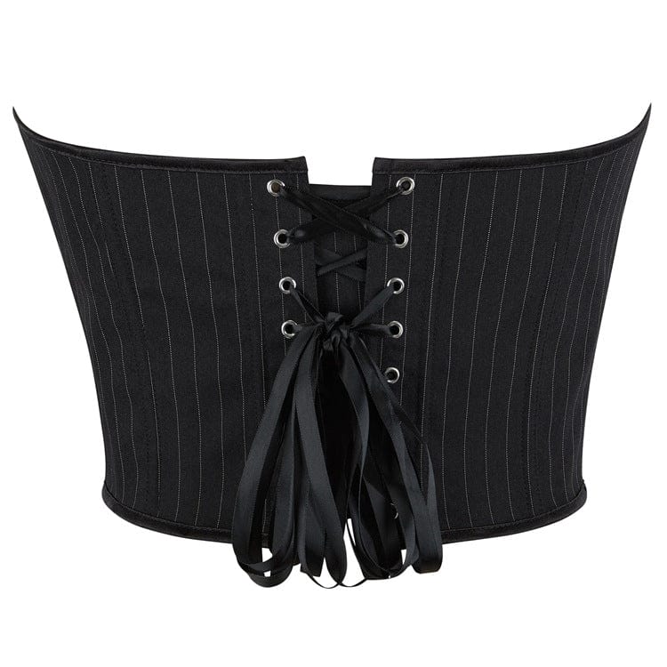 Women's Gothic Ribbed Lace-up Overbust Corset - Image 3