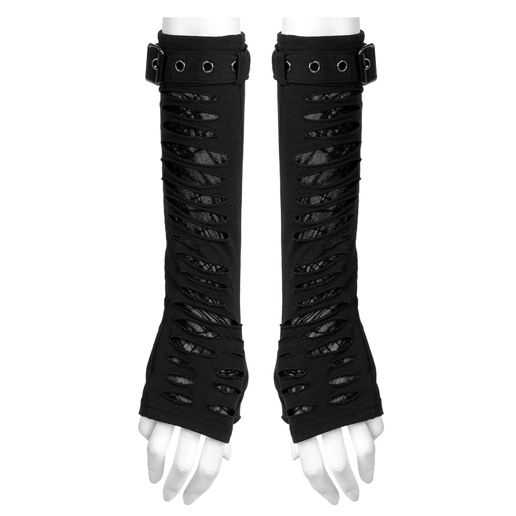 Women's Gothic Ripped Buckle Long Gloves - Image 7