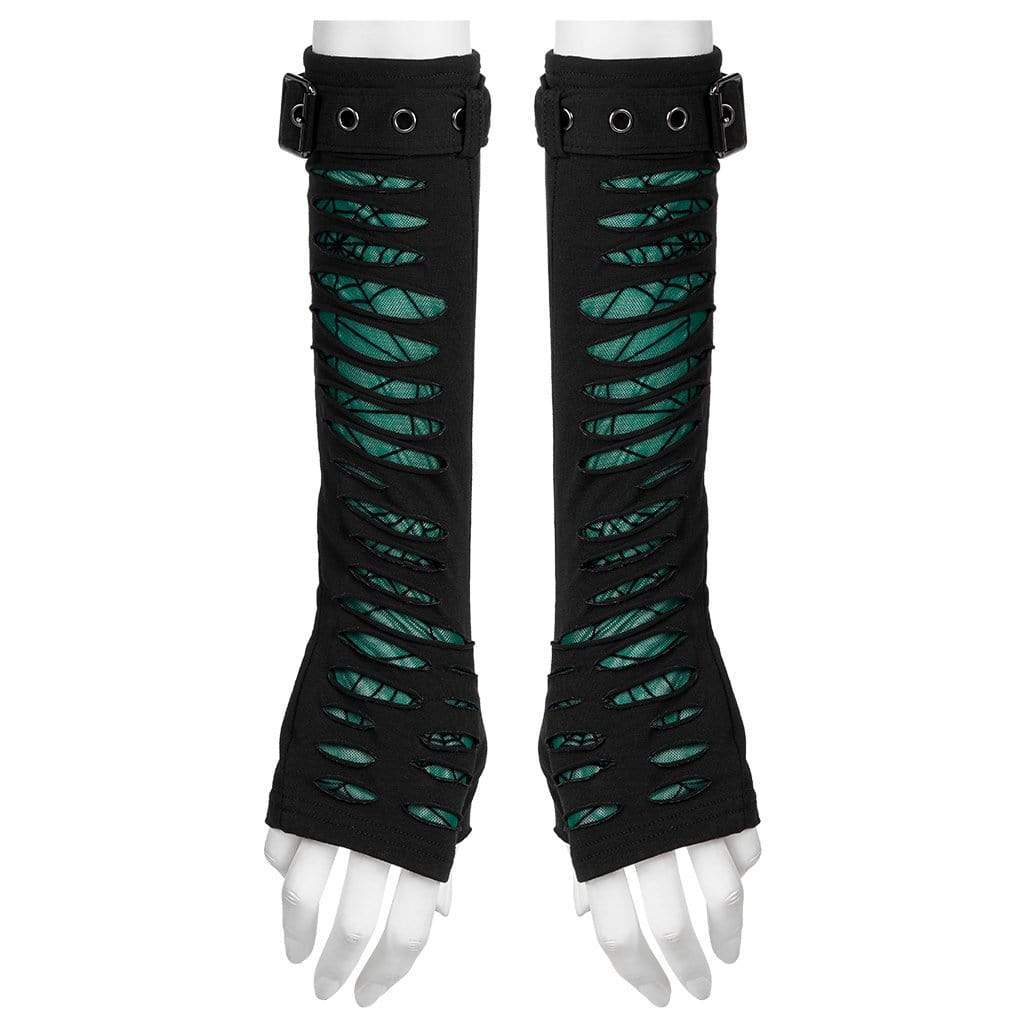 Women's Gothic Ripped Buckle Long Gloves - Image 8