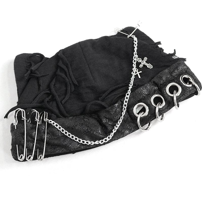 Women's Gothic Ripped Hat with Chain - Image 10