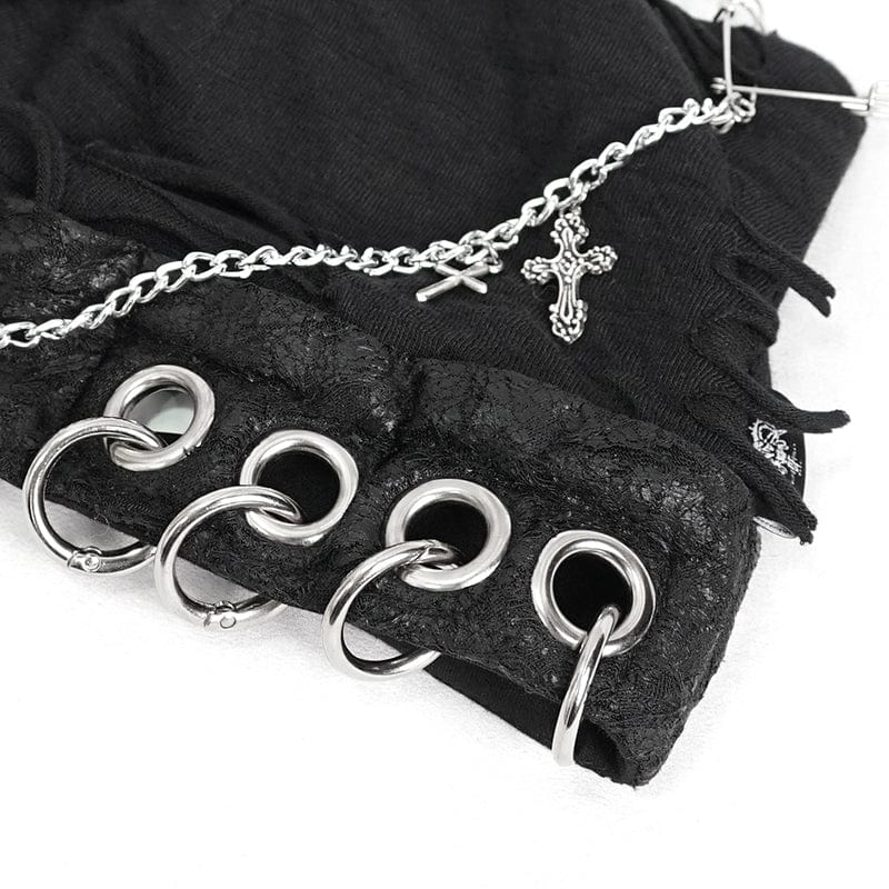 Women's Gothic Ripped Hat with Chain - Image 12