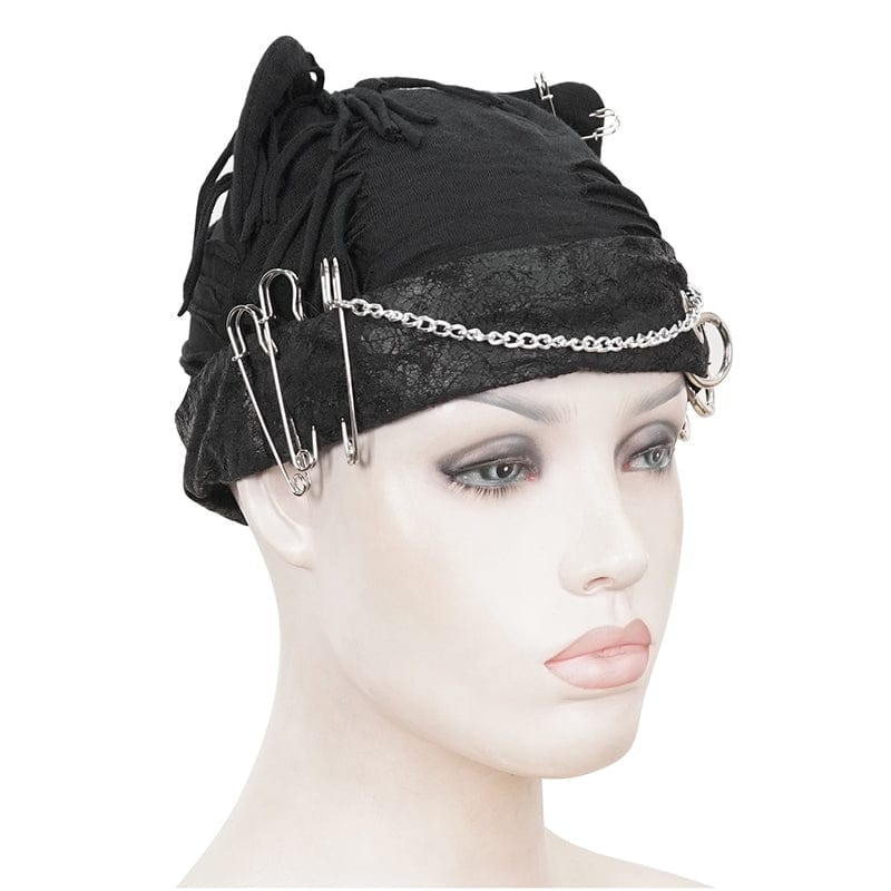 Women's Gothic Ripped Hat with Chain - Image 8