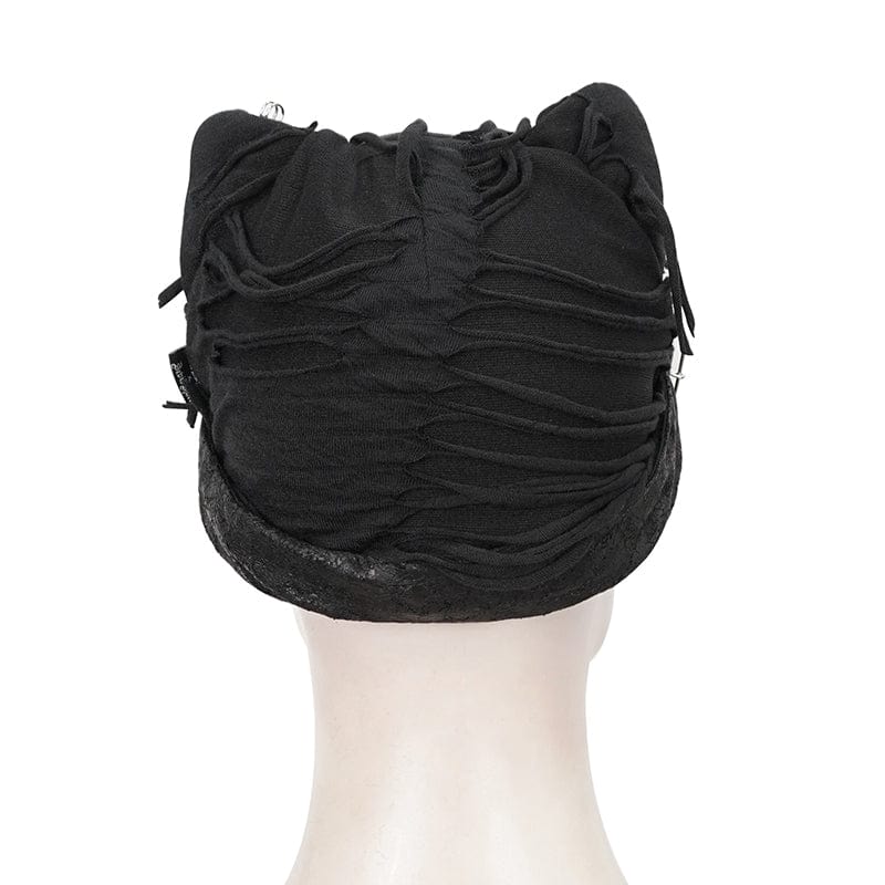 Women's Gothic Ripped Hat with Chain - Image 9
