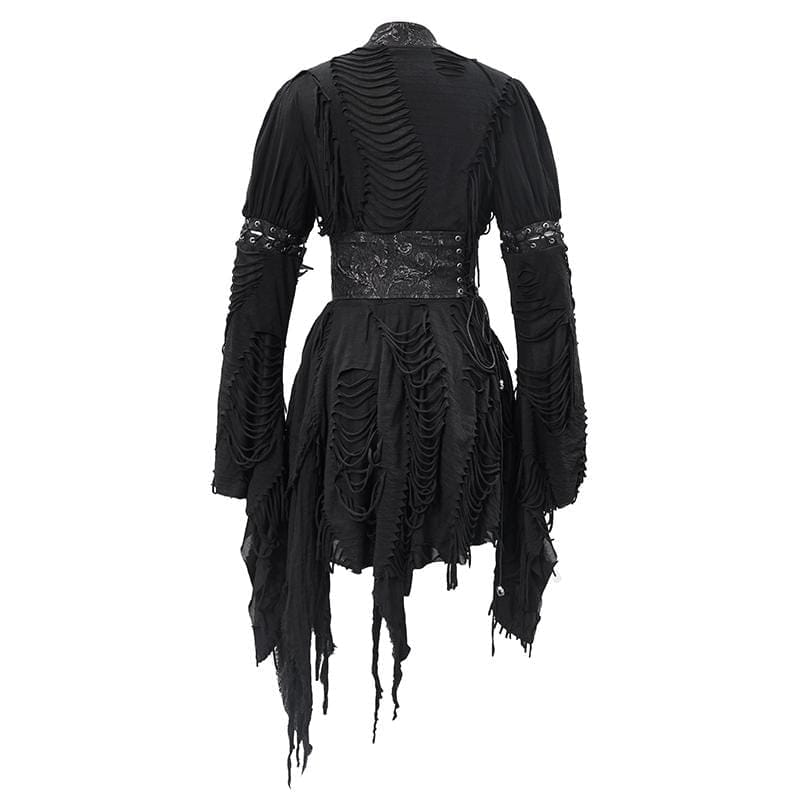 Women's Gothic Ripped kimonos With Chinese Button Belt - Image 6