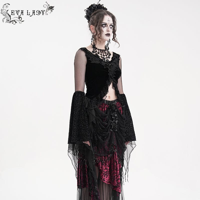 Women's Gothic Ripped Mesh Long Sleeved Crop Top - Image 3