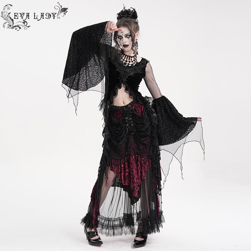 Women's Gothic Ripped Mesh Long Sleeved Crop Top - Image 5