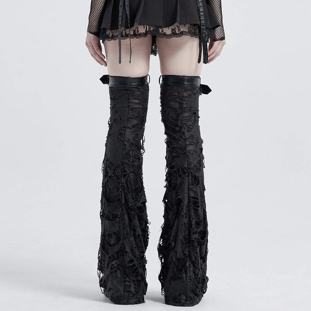 Women's Gothic Ripped Strappy Leg Warmers - Image 3
