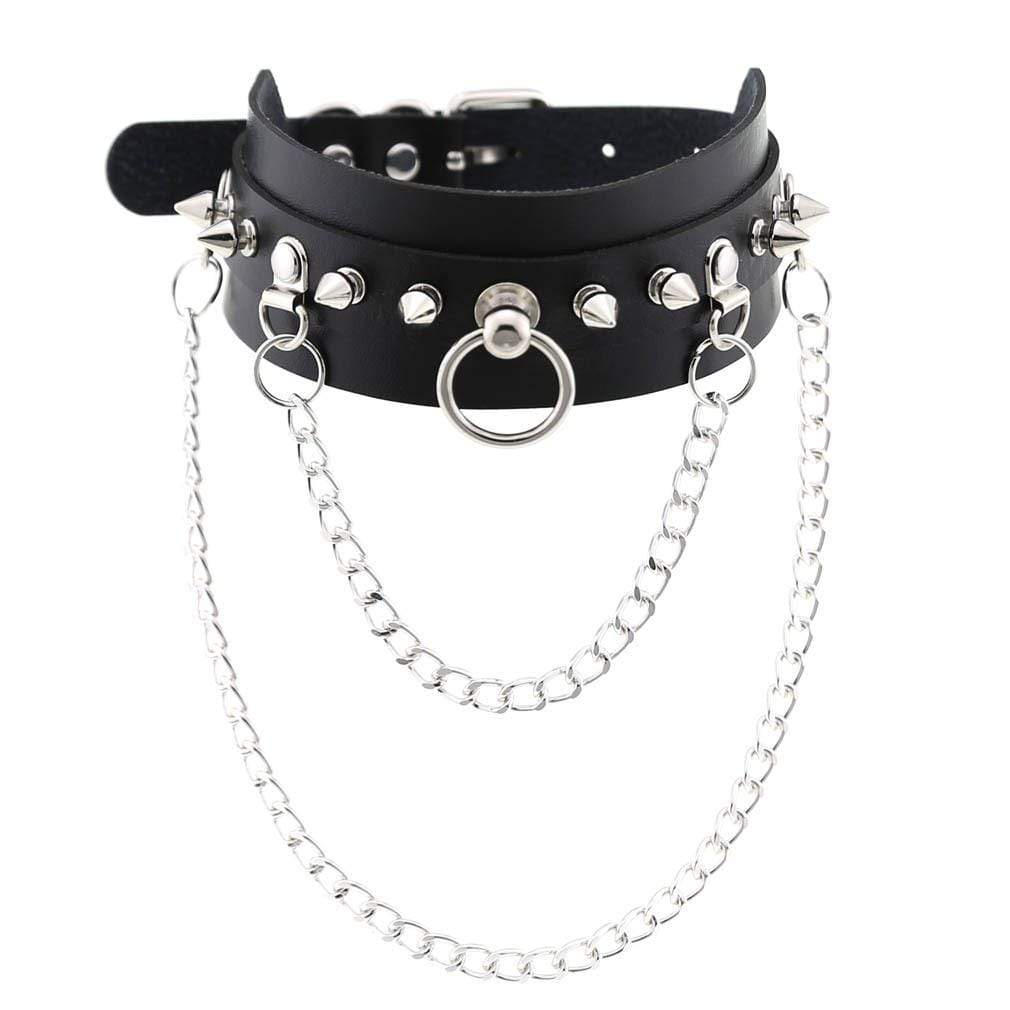 Women's Gothic Rivets&Chains Wide Chokers - Image 4