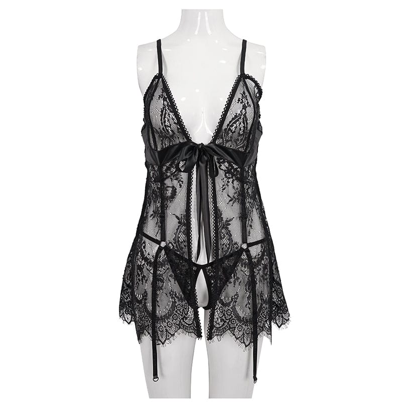 Women's Gothic Romantic Lace Babydoll Set - Image 7