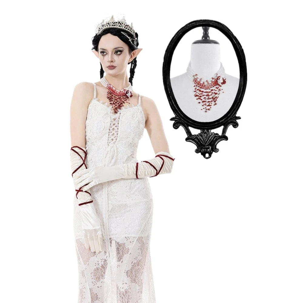 Women's Gothic Rose Beaded Multilayer Pearl Necklace
