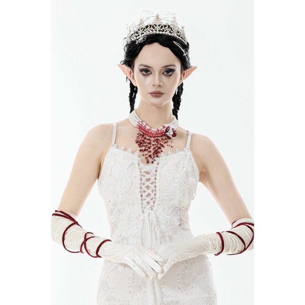 Women's Gothic Rose Beaded Multilayer Pearl Necklace - Image 3