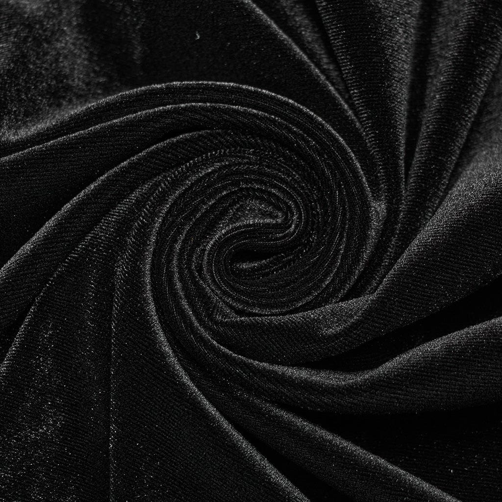 Women's Gothic Rose Embroidered Lace-up Fishtailed Velvet Skirt Black - Image 8
