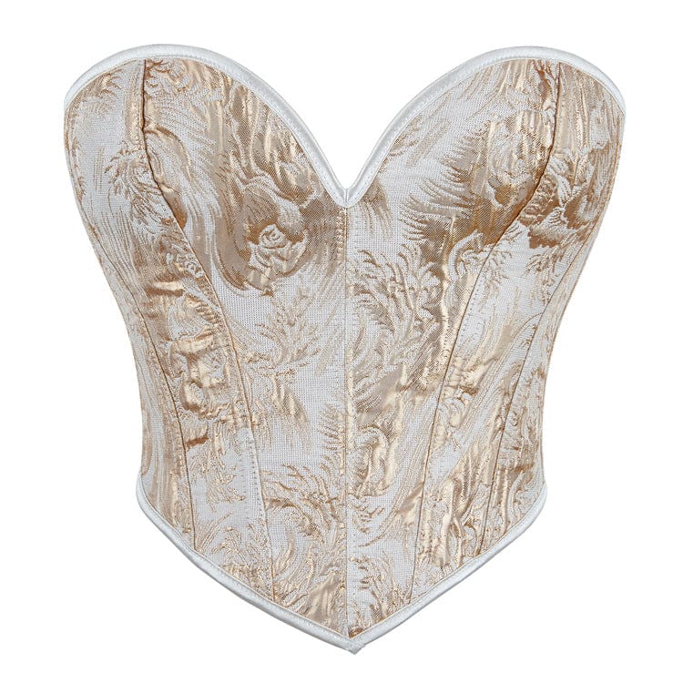 Women's Gothic Rose Embroidered Lace-up Overbust Corset
