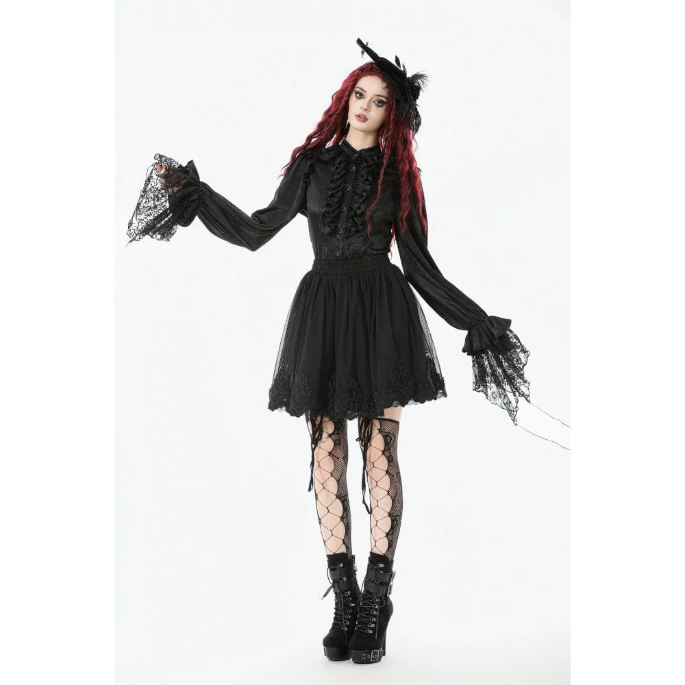 Women's Gothic Rose Embroidered Mesh SKirt - Image 8