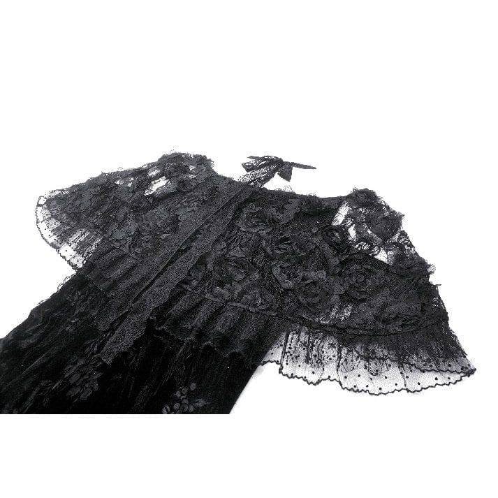 Women's Gothic Rose Embroidered Velvet Prom Fishtail Dress Wedding Dress - Image 15
