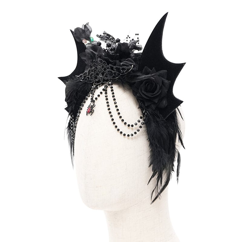 Women's Gothic Rose Feathered Batwing Headwear - Image 7