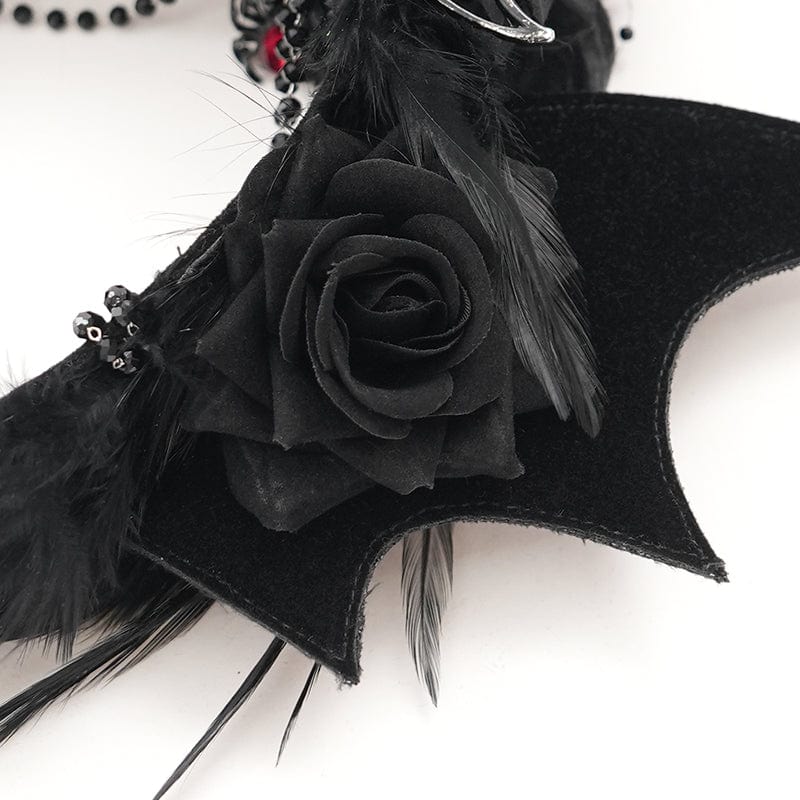 Women's Gothic Rose Feathered Batwing Headwear - Image 9