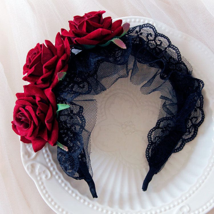 Women's Gothic Rose Lace Bridal Headpiece - Image 4