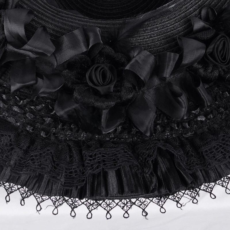 Women's Gothic Rose Lace Mesh Hats - Image 10