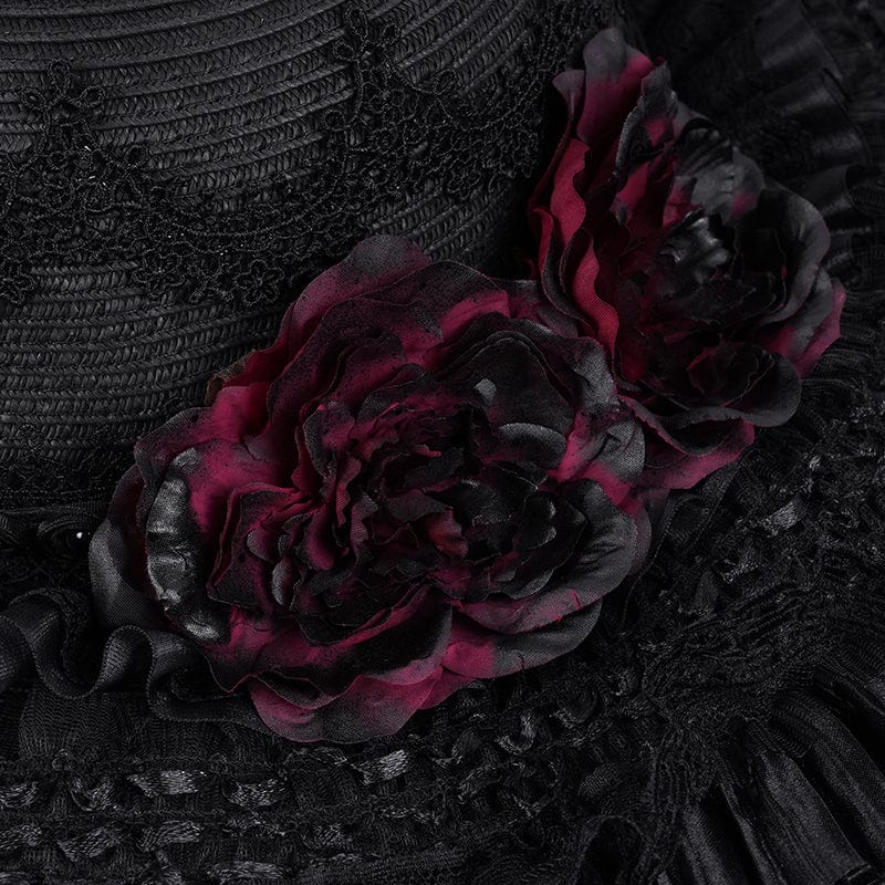 Women's Gothic Rose Lace Mesh Hats - Image 11