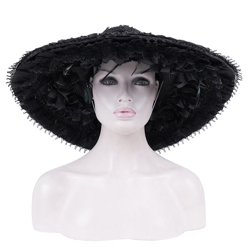 Women's Gothic Rose Lace Mesh Hats - Image 6