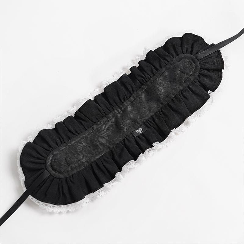 Women's Gothic Rose Lace Ruffled  Headwear Black-White - Image 10