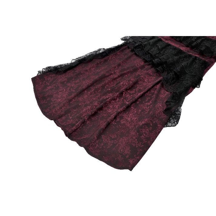 Women's Gothic Rose Layered Lace Ruffle Asymmetric Slip Dress Wedding Dress - Image 17