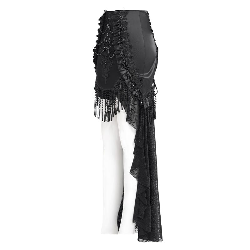 Women's Gothic Rose Mesh Splice High/Low Skirt - Image 8