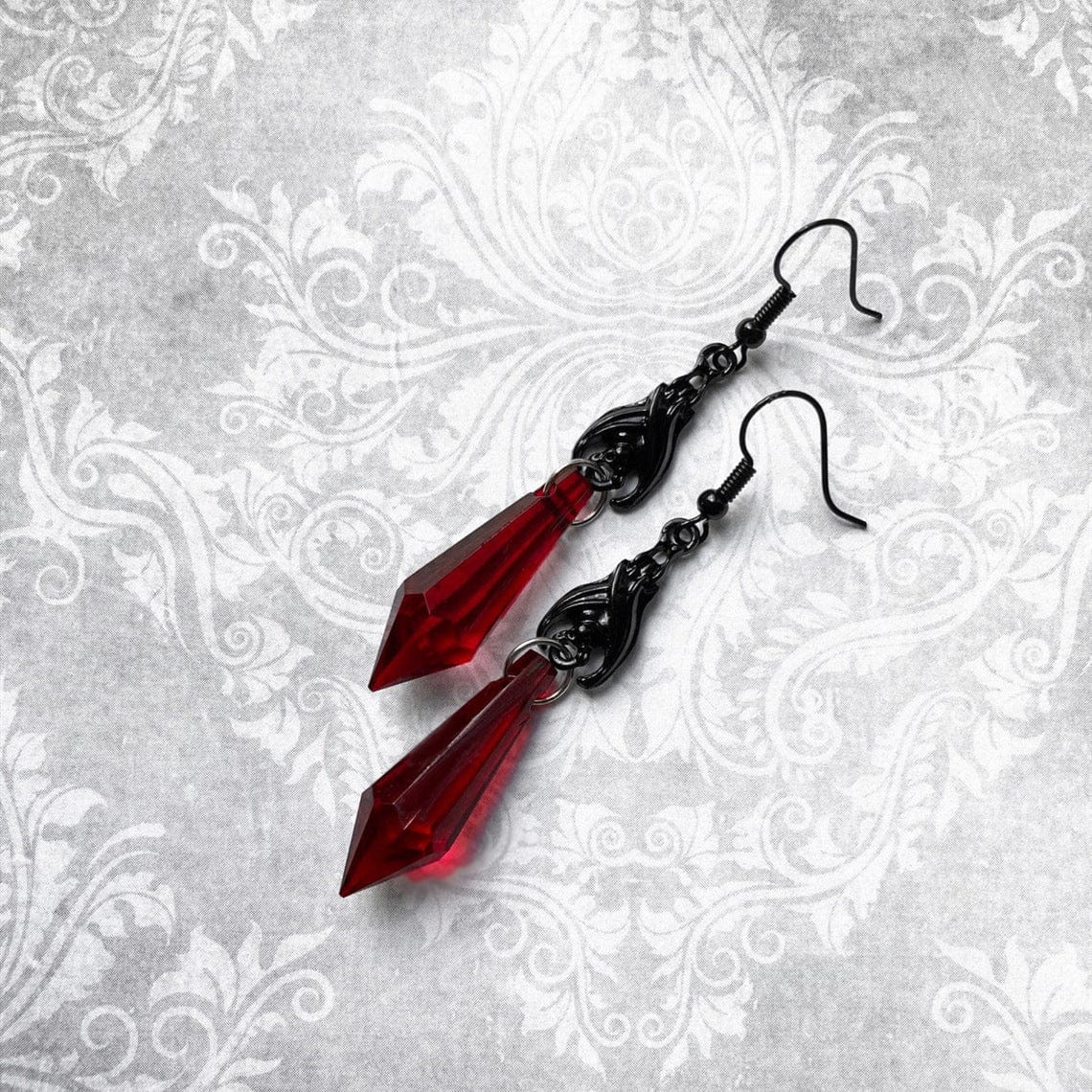 Women's Gothic Ruby Bat Earring - Image 3