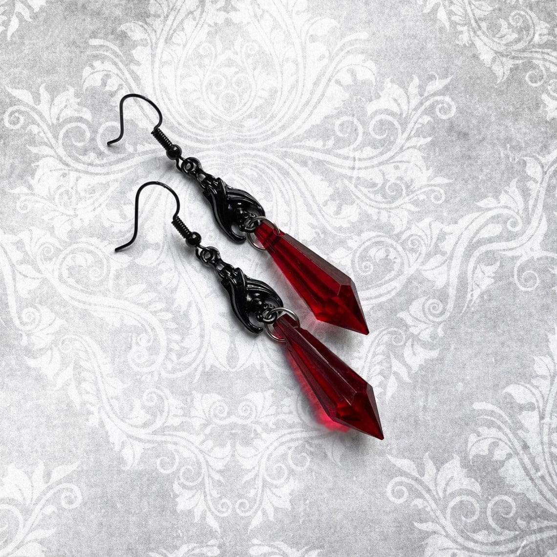 Women's Gothic Ruby Bat Earring - Image 4