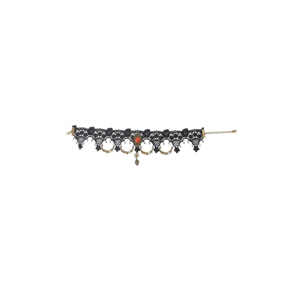 Women's Gothic Ruby Lace Choker - Image 7