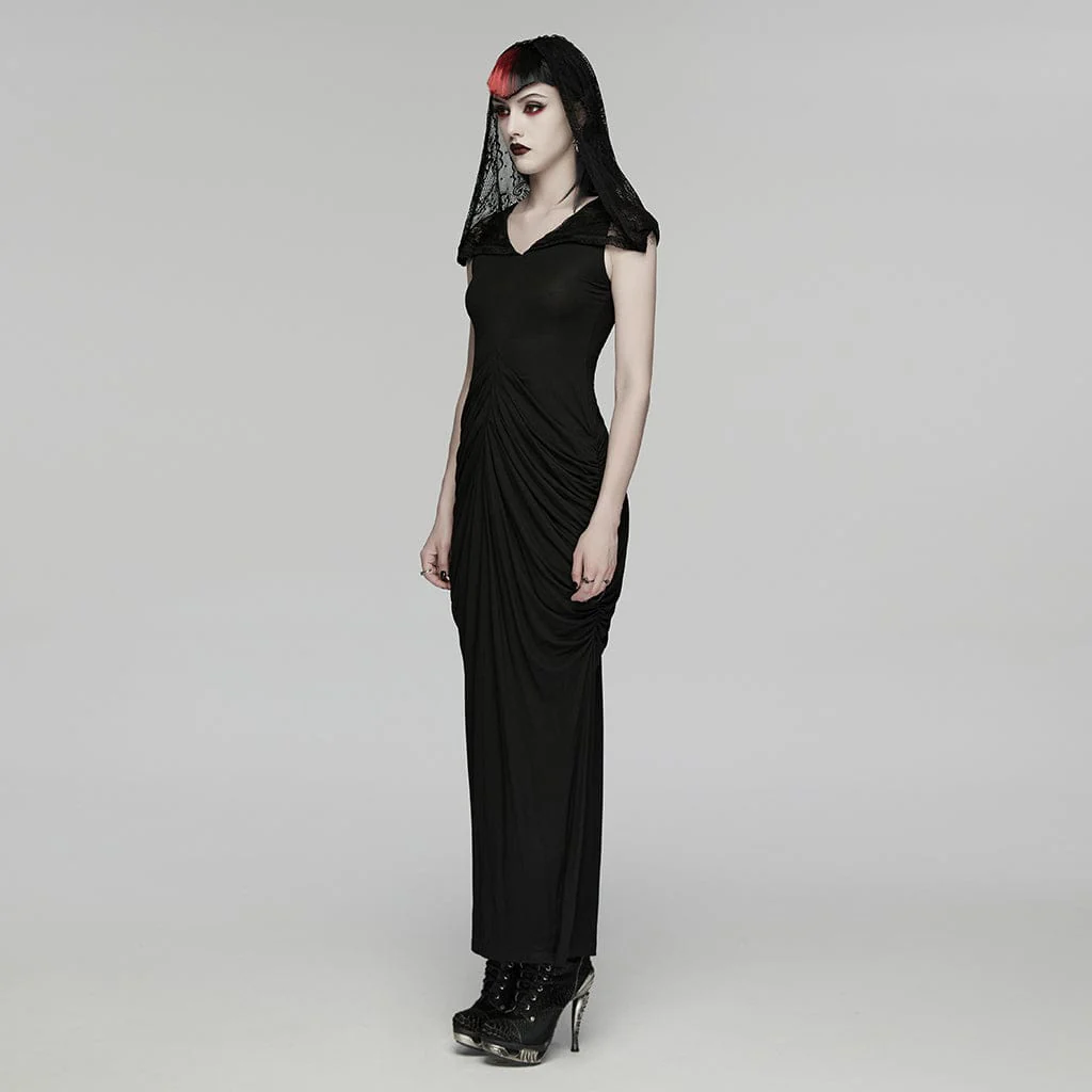 Women's Gothic Ruched Hooded Nun Dress Wedding Dress - Image 2
