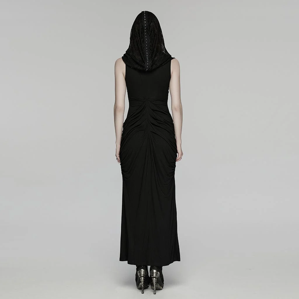 Women's Gothic Ruched Hooded Nun Dress Wedding Dress - Image 3