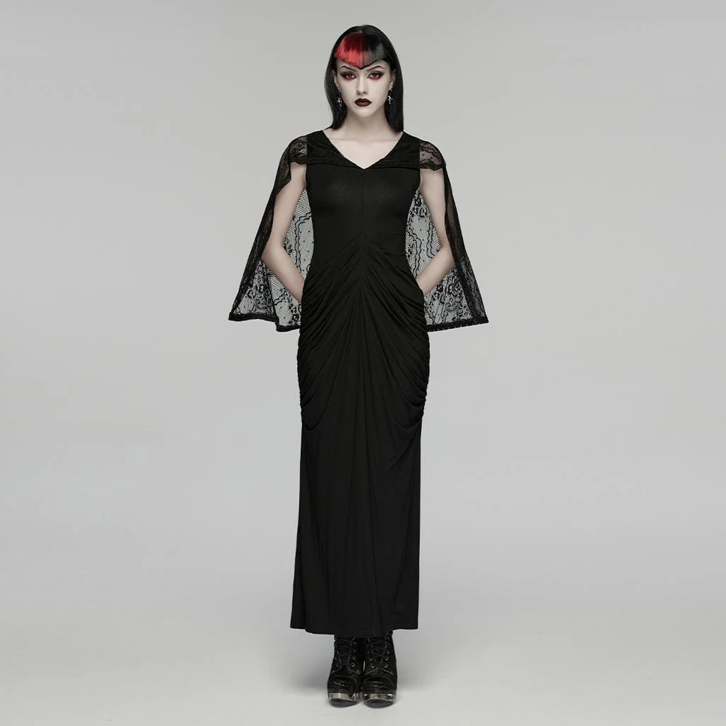 Women's Gothic Ruched Hooded Nun Dress Wedding Dress - Image 4