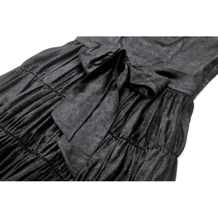 Women's Gothic Ruched Square-cut Collar Puff Short Sleeved Dress Wedding Dress - Image 14