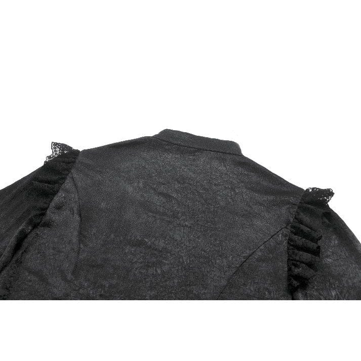 Women's Gothic Ruffle Lace Splice Lantern Sleeved Shirt - Image 15