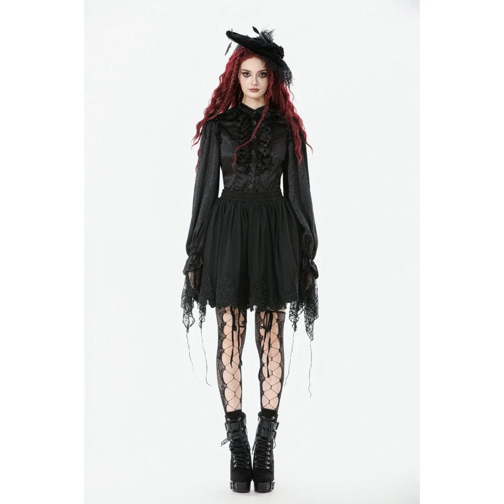 Women's Gothic Ruffle Lace Splice Lantern Sleeved Shirt - Image 6