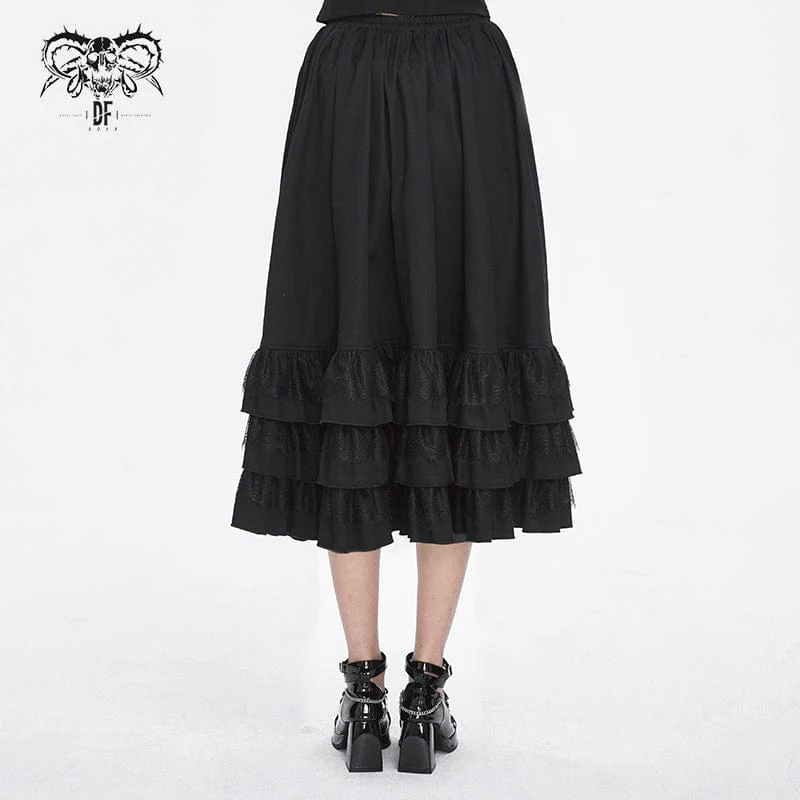 Women's Gothic Ruffled Buckle Long Overskirts - Image 3