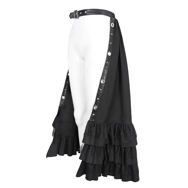 Women's Gothic Ruffled Buckle Long Overskirts - Image 8
