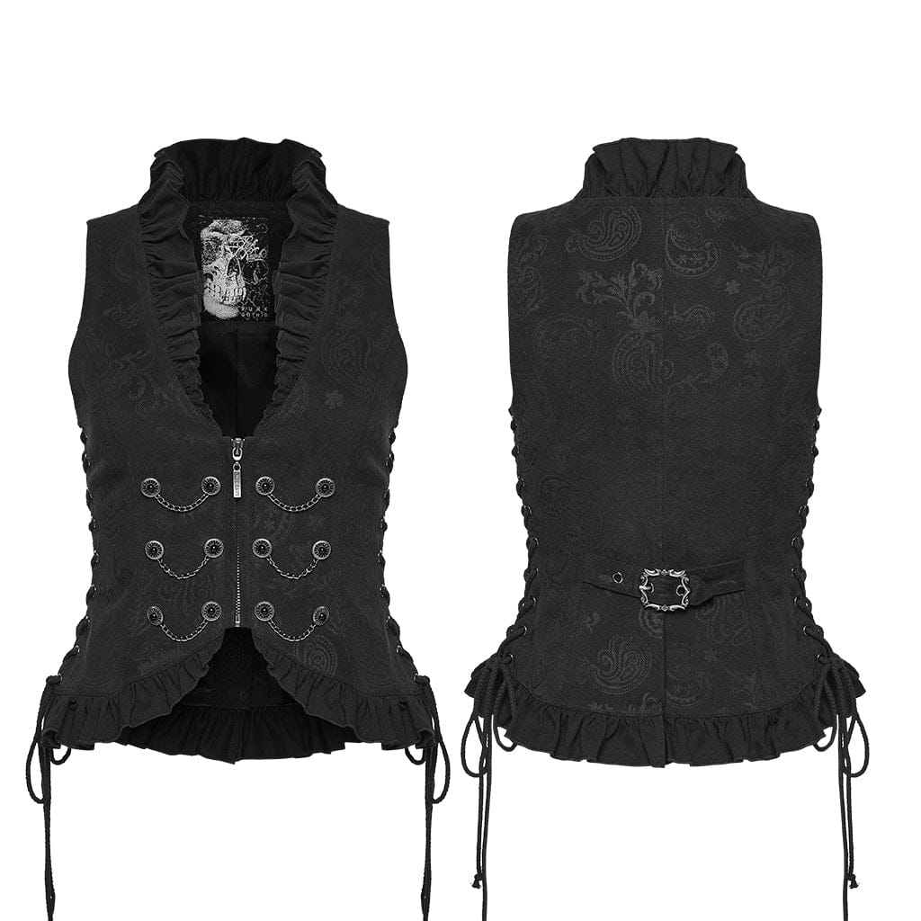 Women's Gothic Ruffled Drawstring Vest - Image 5