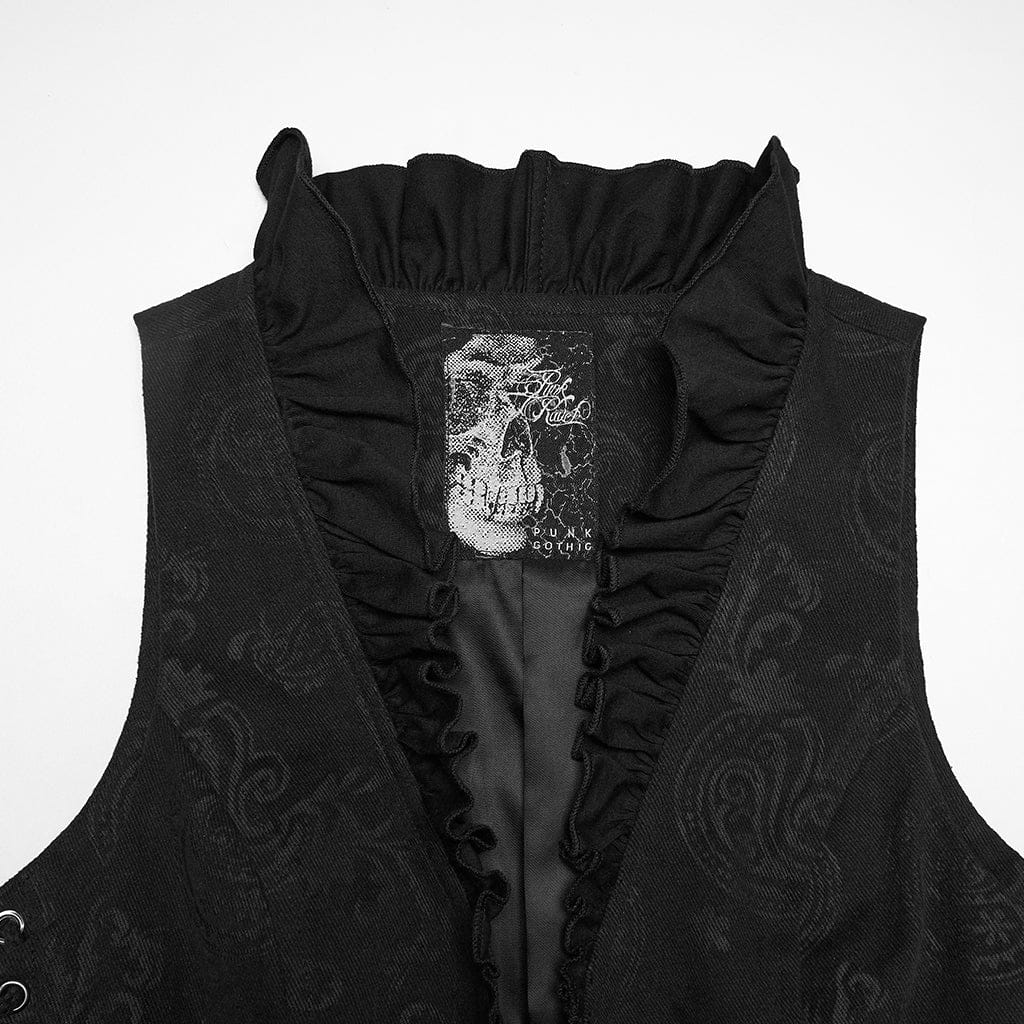 Women's Gothic Ruffled Drawstring Vest - Image 6