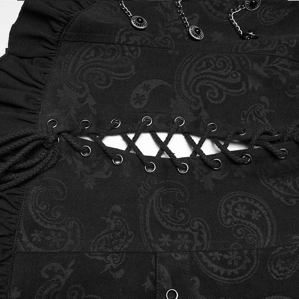 Women's Gothic Ruffled Drawstring Vest - Image 8