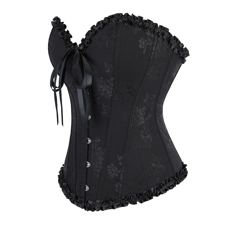 Women's Gothic Ruffled Hem Lace-up Overbust Corset - Image 2