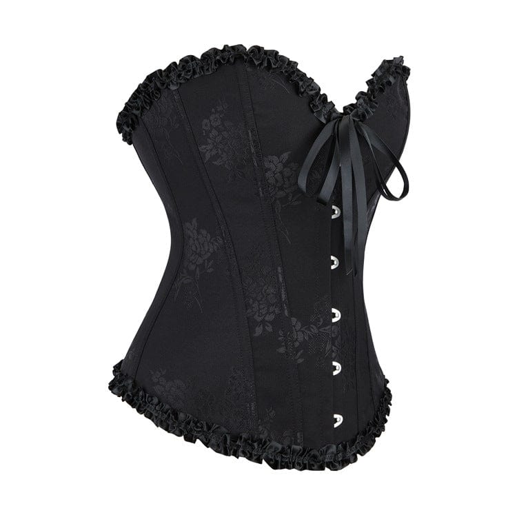 Women's Gothic Ruffled Hem Lace-up Overbust Corset - Image 3