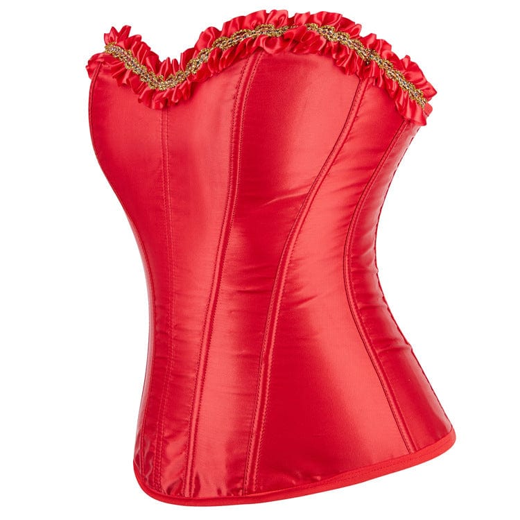 Women's Gothic Ruffled Hem Overbust Corset with Armlet - Image 3