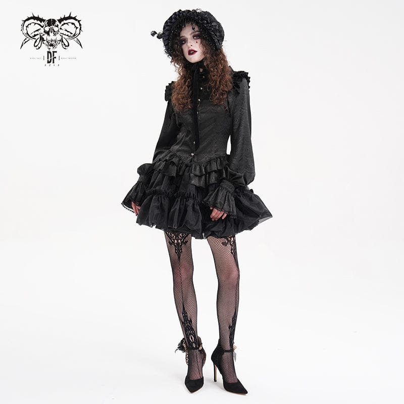 Women's Gothic Ruffled Lace Long Sleeved Blouse - Image 6
